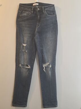 Flying Monkey Women's Distressed Dark Grey Skinny Jeans